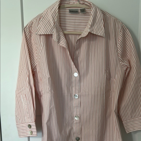 Chico's Pink Striped Blouse - Picture 3 of 8